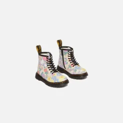 New Dr. Martens Toddler 1460 Floral Mashup Hydro Parchment Beige Distorted Leopard S Backhand
