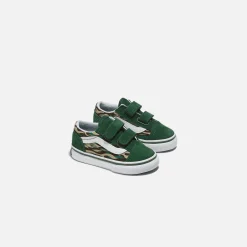 Fashion Vans Toddler Old Skool V Green / Multi