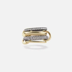 Hot Spinelli Kilcollin Vega Gold 3 Link Ring Black Rhodium Plated Silver