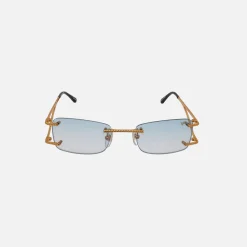 Fashion Vintage Frames Wall Street Drill Mount Sunglasses Blue Peach