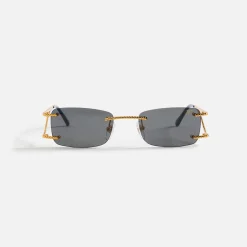 Best Vintage Frames Wall Street 24Kt Gold Sunglasses Black Solid
