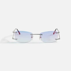 Cheap Vintage Frames Wall Street 24Kt White Gold Sunglasses Royal Blue Two-Tone