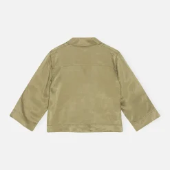 Flash Sale Ganni Washed Satin Crop Shirt Aloe