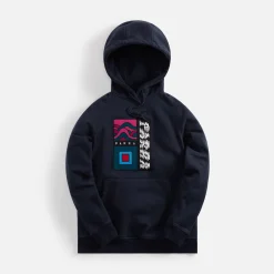 New by Parra Wave Block Tremors Hooded Sweatshirt Navy Blue