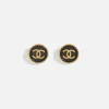 Discount What Goes Around Comes Around Wgaca Chanel Black Rope Edge Cc Earrings Gold / Black