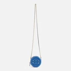 Clearance What Goes Around Comes Around Wgaca Chanel Caviar Filigree Round Chain Crossbody Bag Blue