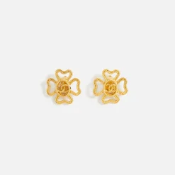 Discount What Goes Around Comes Around Wgaca Chanel Cc On Clover Earrings Gold