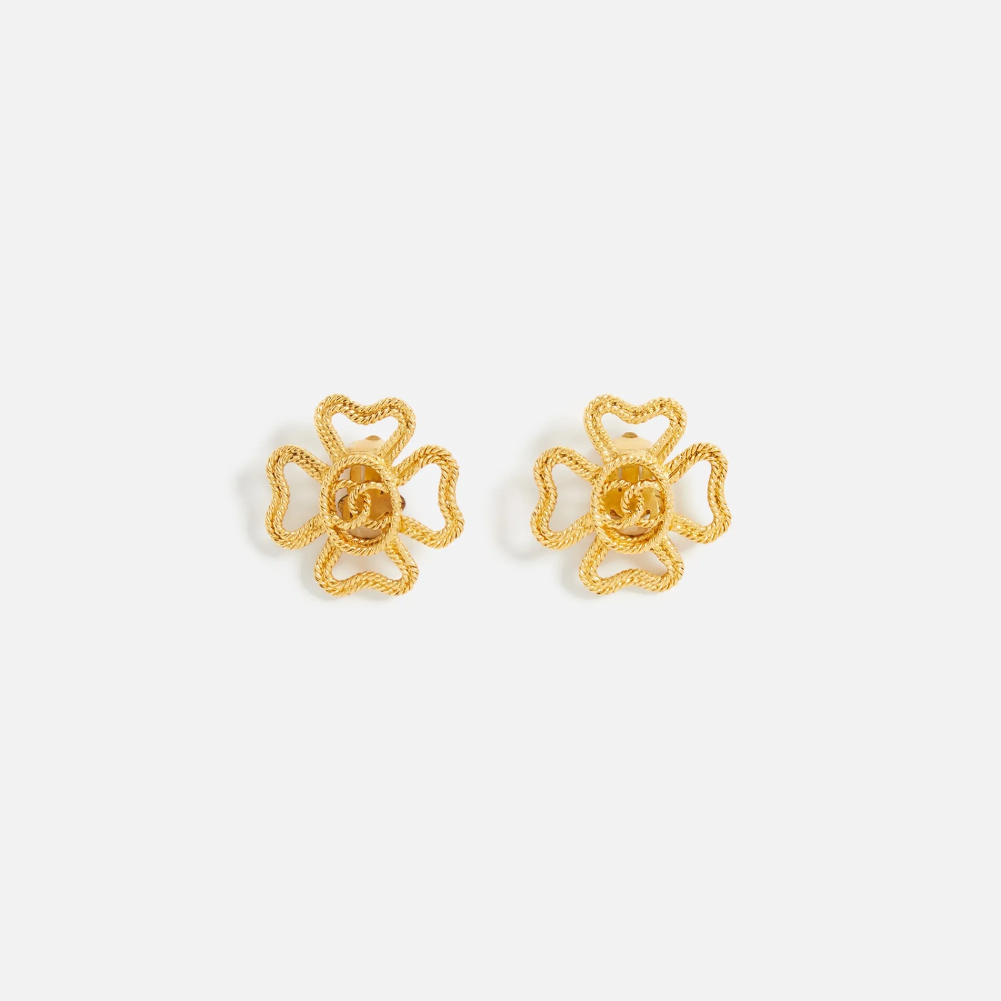 Discount What Goes Around Comes Around Wgaca Chanel Cc On Clover Earrings Gold