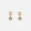 Online What Goes Around Comes Around Wgaca Chanel Crystal Cc Flower Dangle Earrings Gold