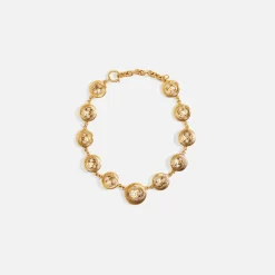 Outlet What Goes Around Comes Around Wgaca Chanel Sunburst Coin Necklace Gold