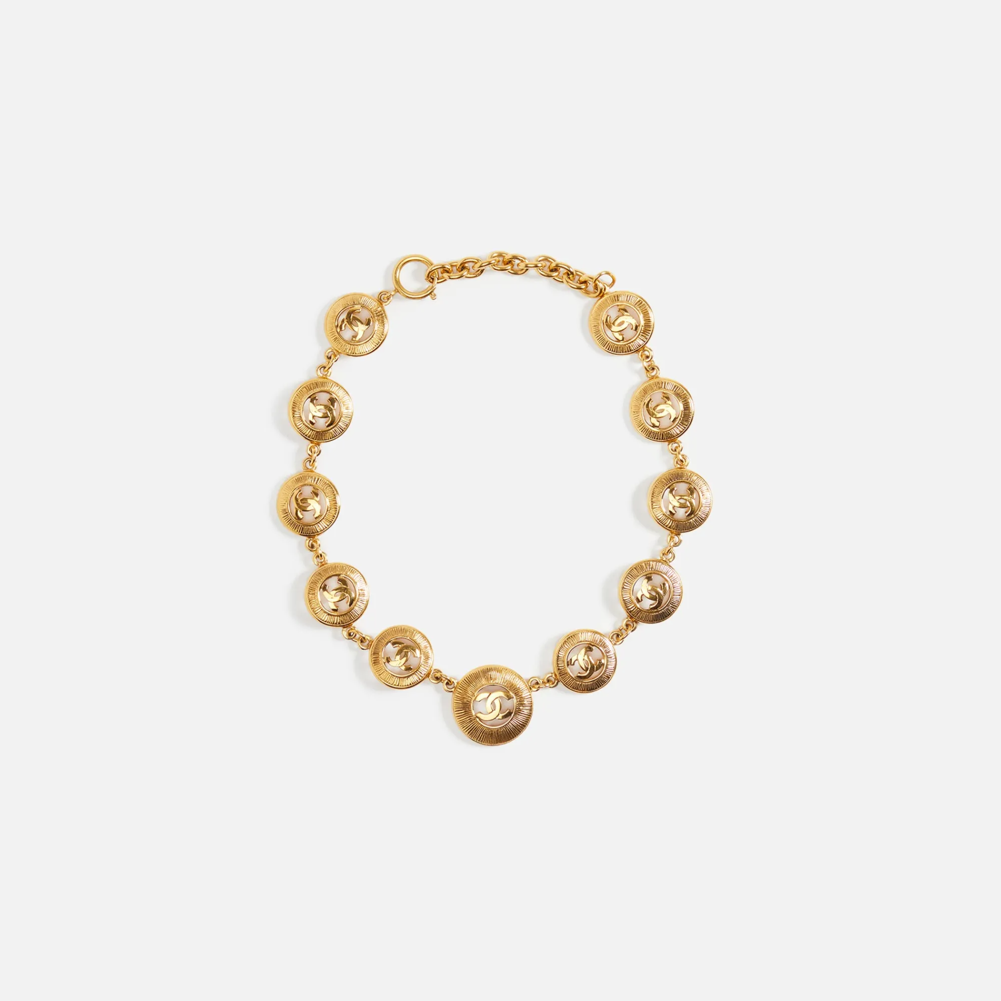 Outlet What Goes Around Comes Around Wgaca Chanel Sunburst Coin Necklace Gold