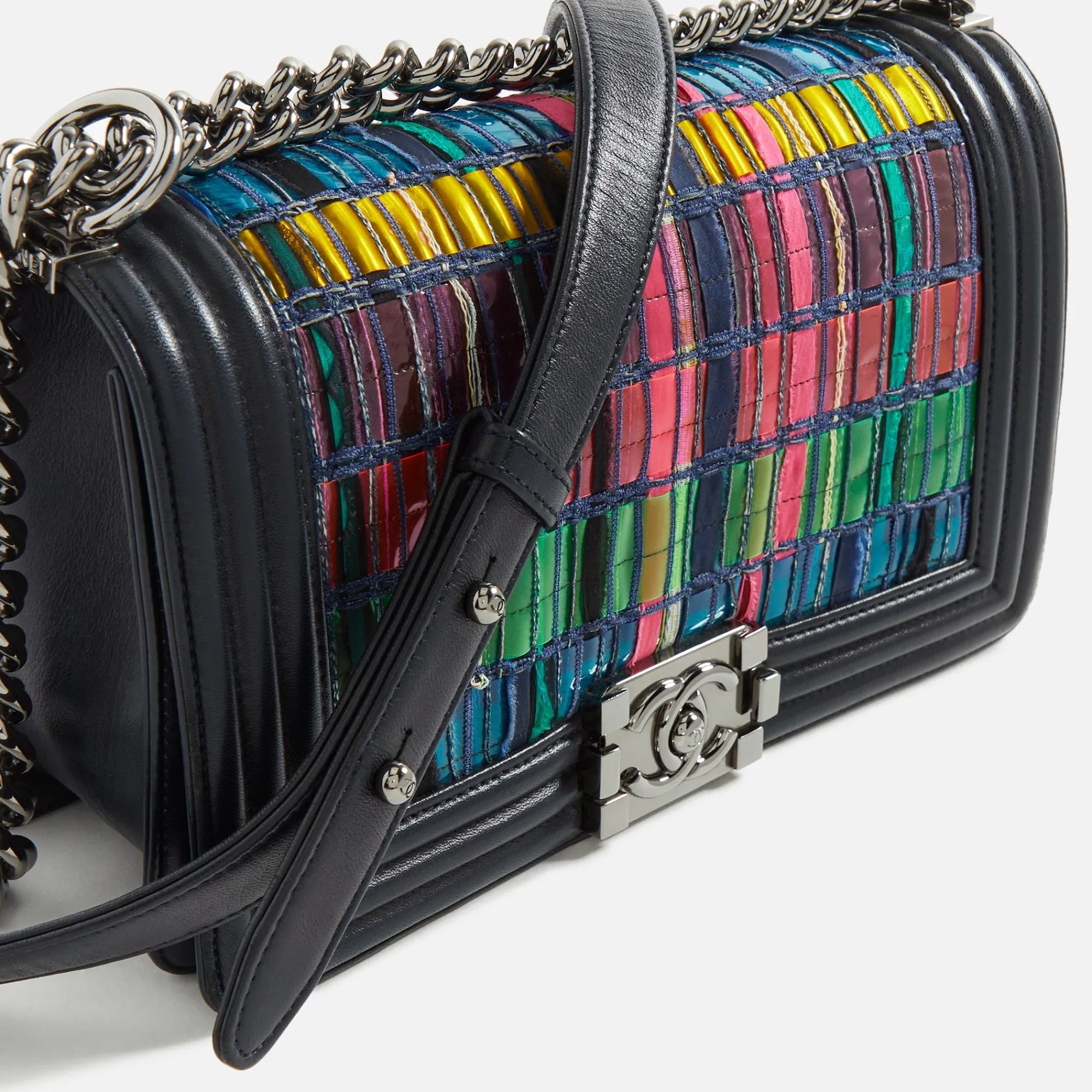 New What Goes Around Comes Around Wgaca Chanel Vinyl Medium Boy Bag Multicolor