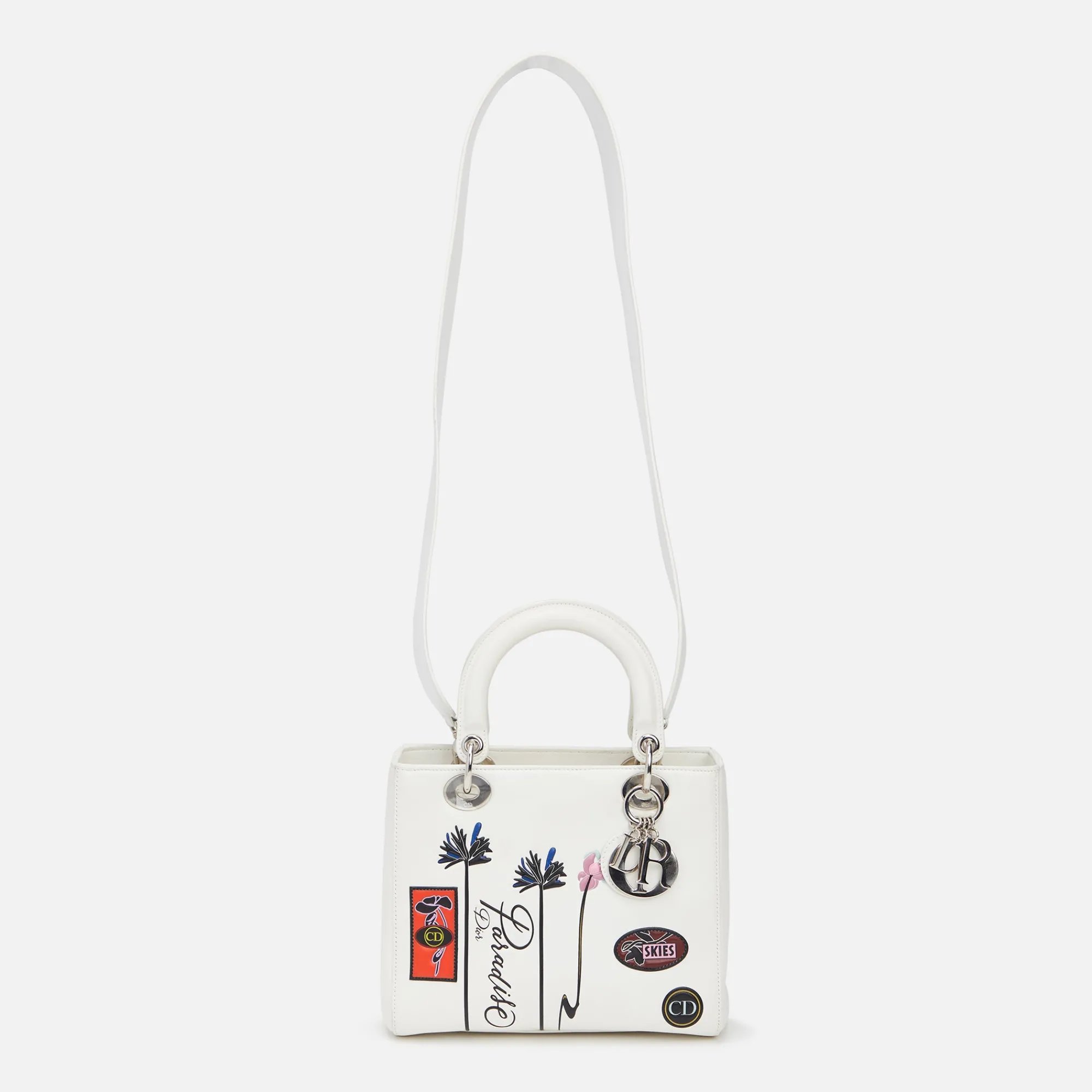 Best Sale What Goes Around Comes Around Wgaca Dior Embossed Paradise Lady Dior M White