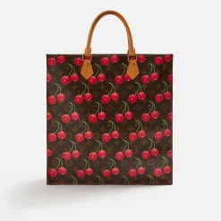 Hot What Goes Around Comes Around Wgaca Louis Vuitton Brown Murakami Cherry Sac Plat Brown / Red