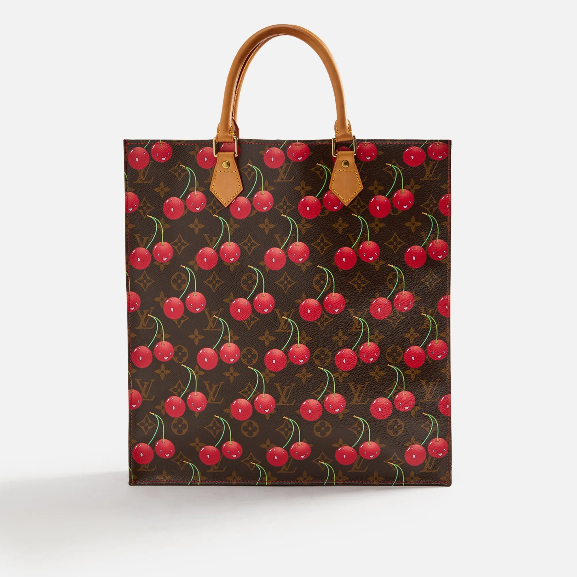Hot What Goes Around Comes Around Wgaca Louis Vuitton Brown Murakami Cherry Sac Plat Brown / Red