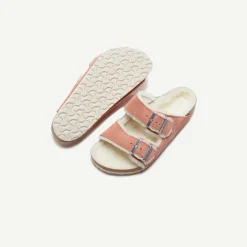 New Birkenstock Wmns Arizona Shearling Pink Clay / Natural Suede