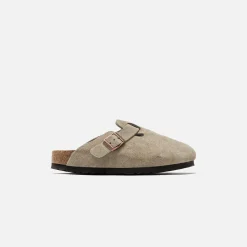 Discount Birkenstock Wmns Boston Soft Footbed Suede Taupe