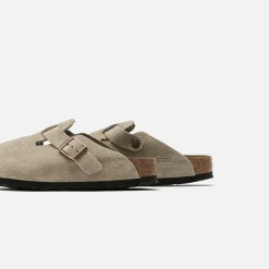 Discount Birkenstock Wmns Boston Soft Footbed Suede Taupe