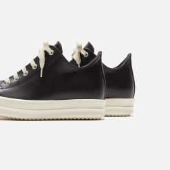Fashion Rick Owens Wmns Scarpe In Pelle Low Sneakers Black / Milk