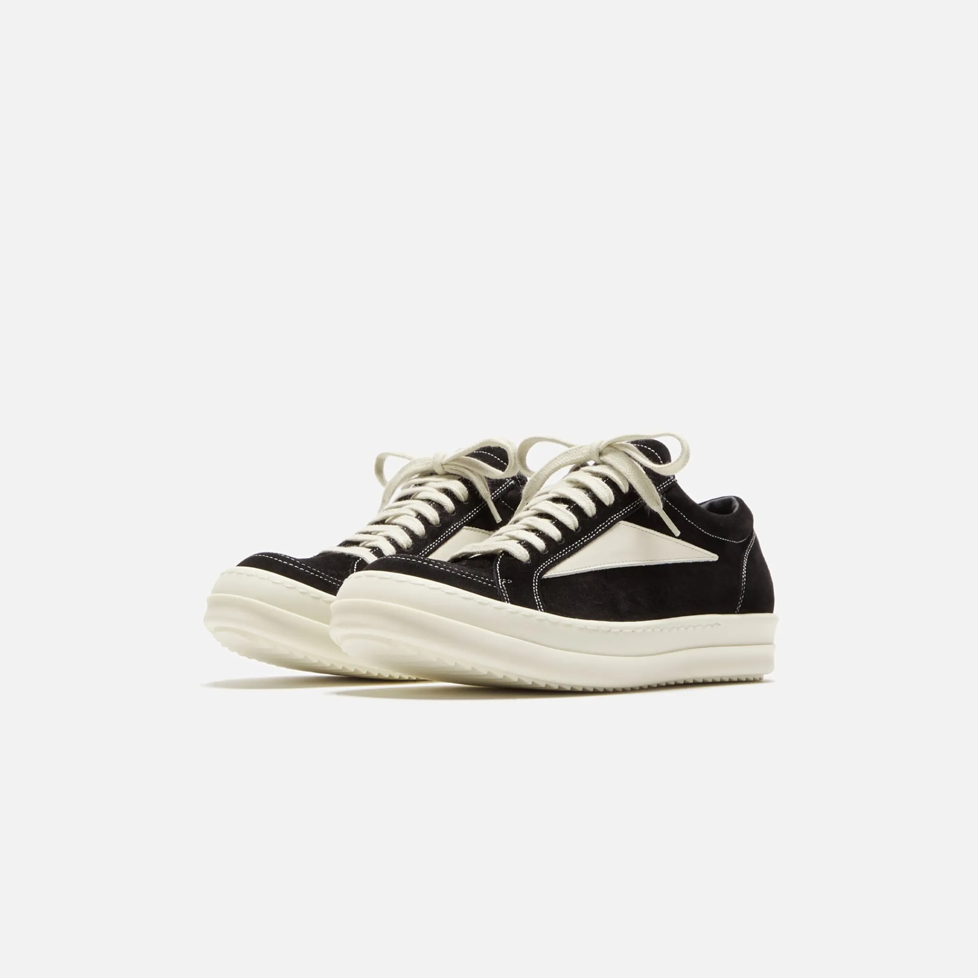 Clearance Rick Owens Wmns Vintage Sneaks Black / Milk / Milk