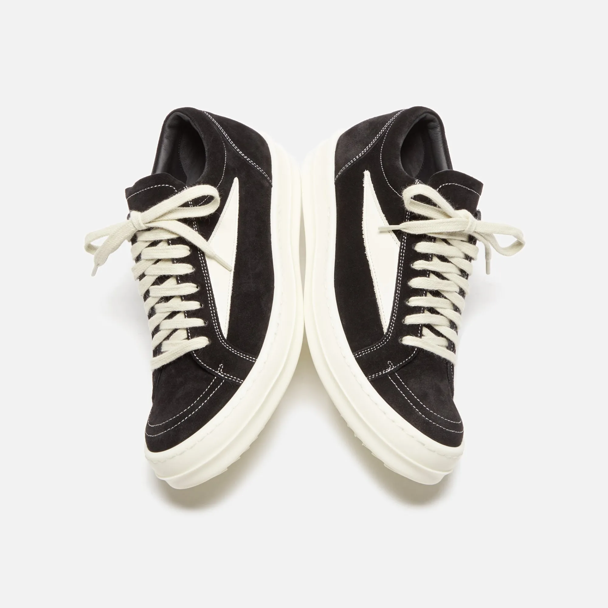 Clearance Rick Owens Wmns Vintage Sneaks Black / Milk / Milk