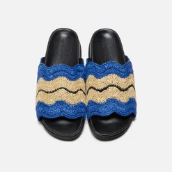 Cheap Marni X No Vacancy Inn Slide Rafia Waves Blue / Natural