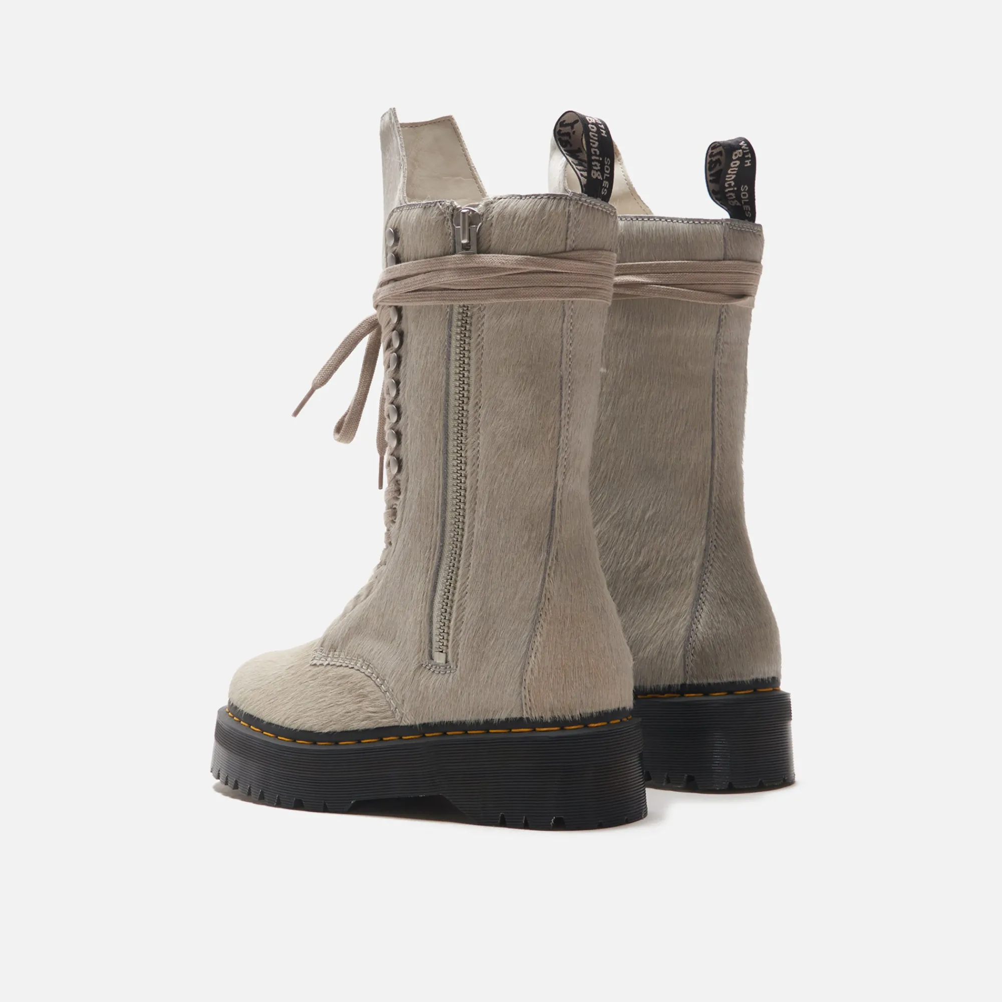 New Dr. Martens X Rick Owens Wmns Quad Sole Calf Length Boot Pearl