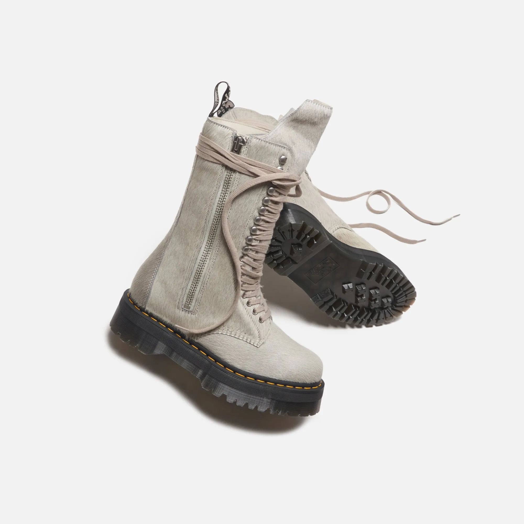 New Dr. Martens X Rick Owens Wmns Quad Sole Calf Length Boot Pearl