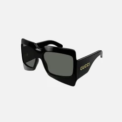 Flash Sale Gucci Xl Exaggerated Mask Acetate Sunglasses Black / Grey