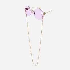 Hot Gucci Xl Round Metal Frame Sunglasses Purple / Gold Chain