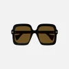 Outlet Gucci Xl Square Acetate Frame Sunglasses Black / Brown