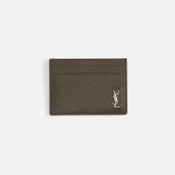 Outlet Saint Laurent Ysl Credit Card Holdder Kaki Fonce