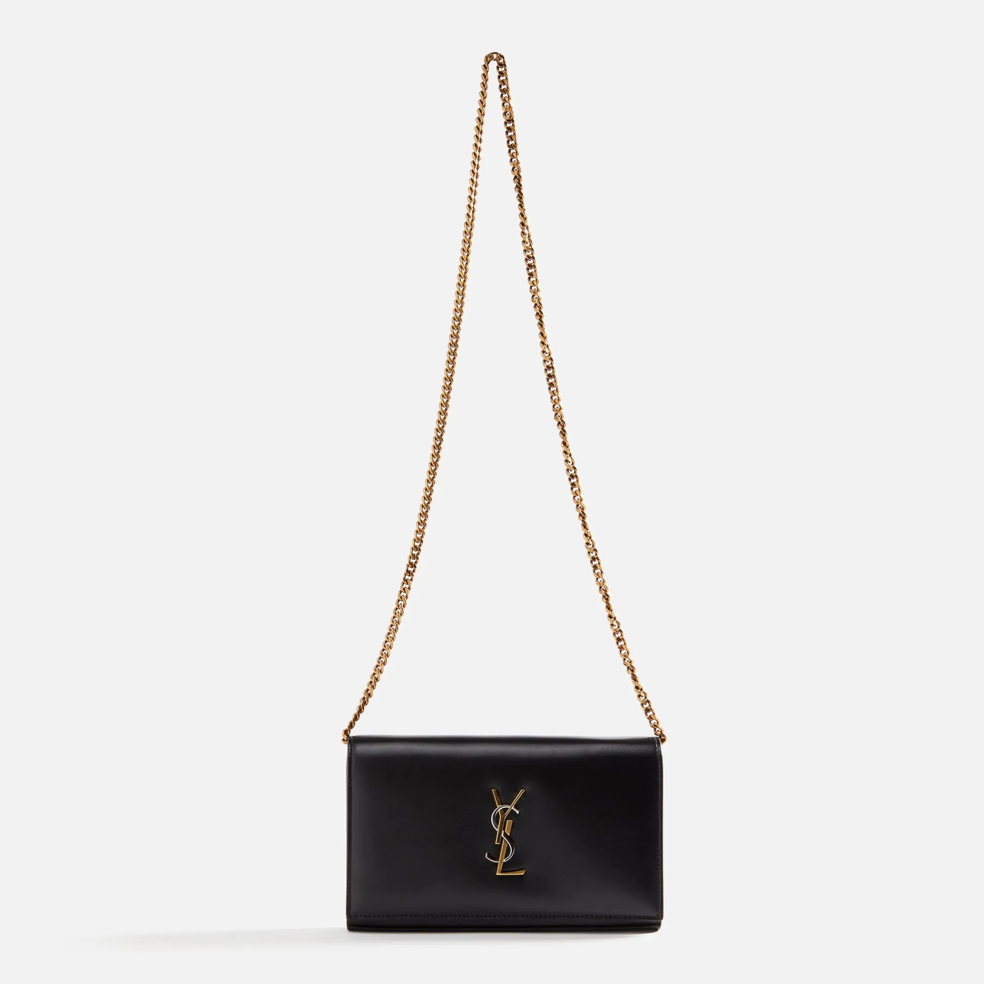 Cheap Saint Laurent Ysl Tricolor Hardware Chain Wallet Nero