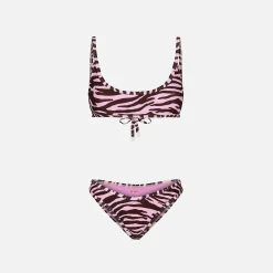 Fashion The Attico Zebra Print Lycra Bikini Coffee / Pink